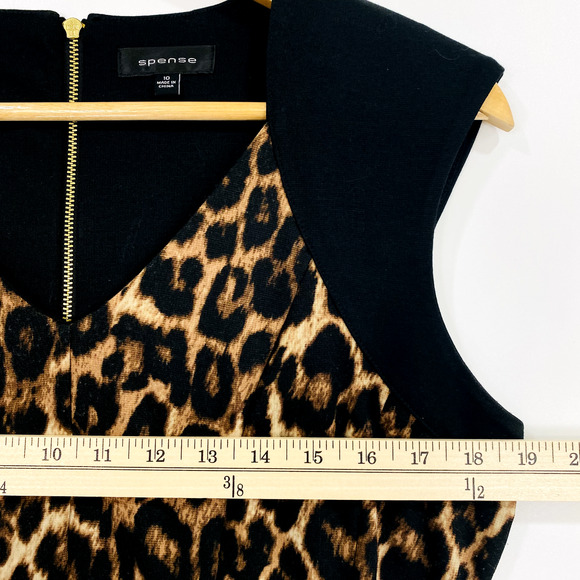 Spense Dress Women's Size 10 Black Animal Cheetah Print A Line Sleeveless Career - Picture 6 of 9
